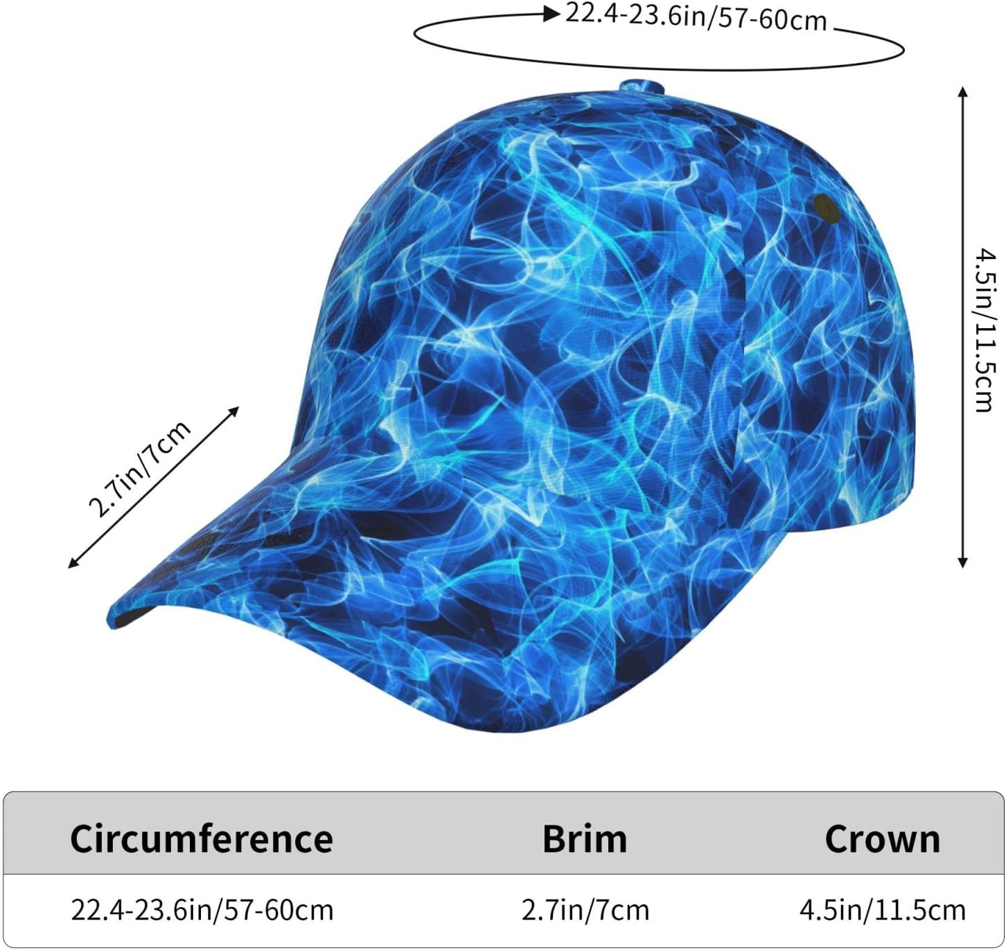 Blue Cool Flame Baseball Cap Snapback Hats Adjustable Trucker Hat for Men Women - Image 6