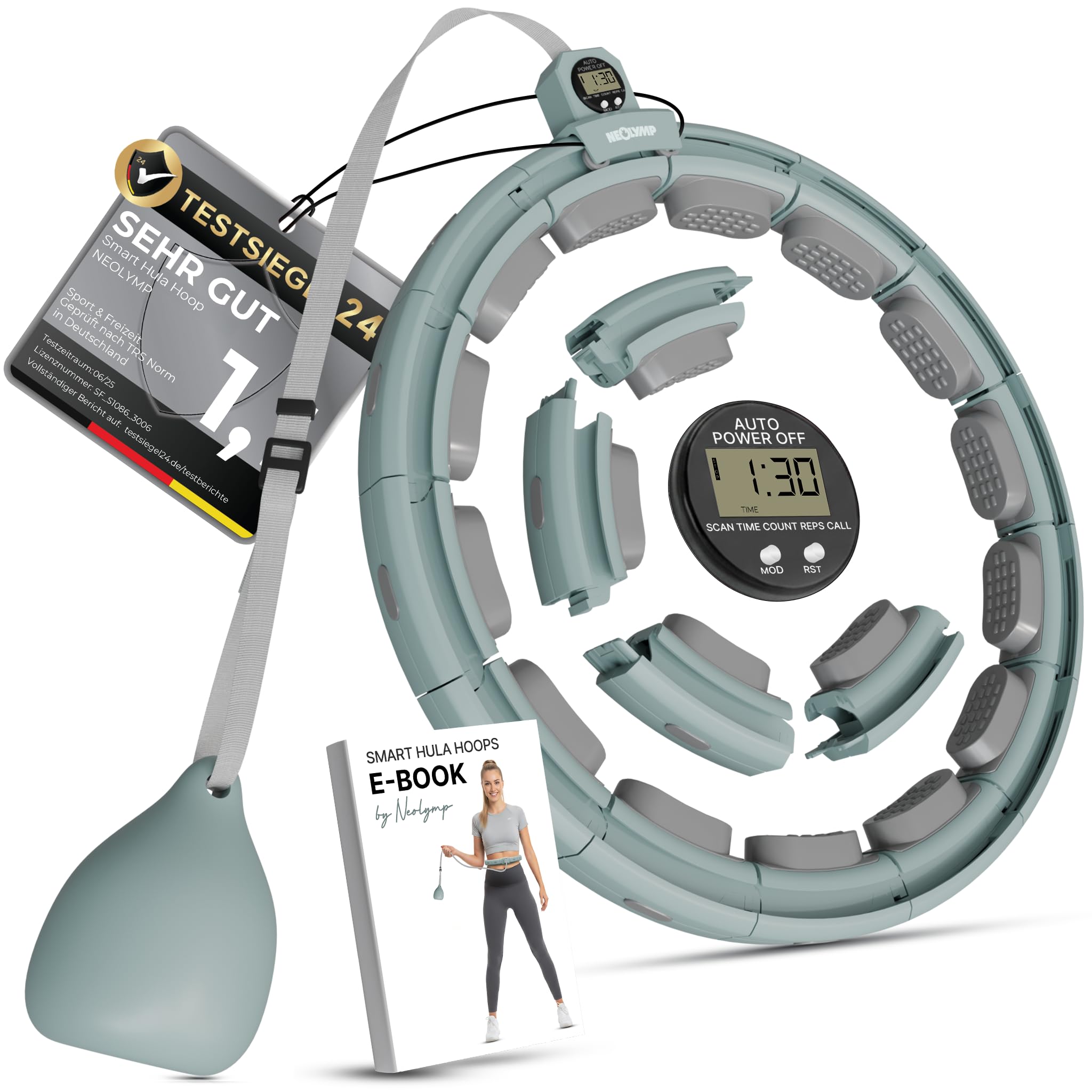 NEOLYMP Hula-Hoop-Reifen – Verstellbarer Fitnessring 29–40 cm mit Tracking