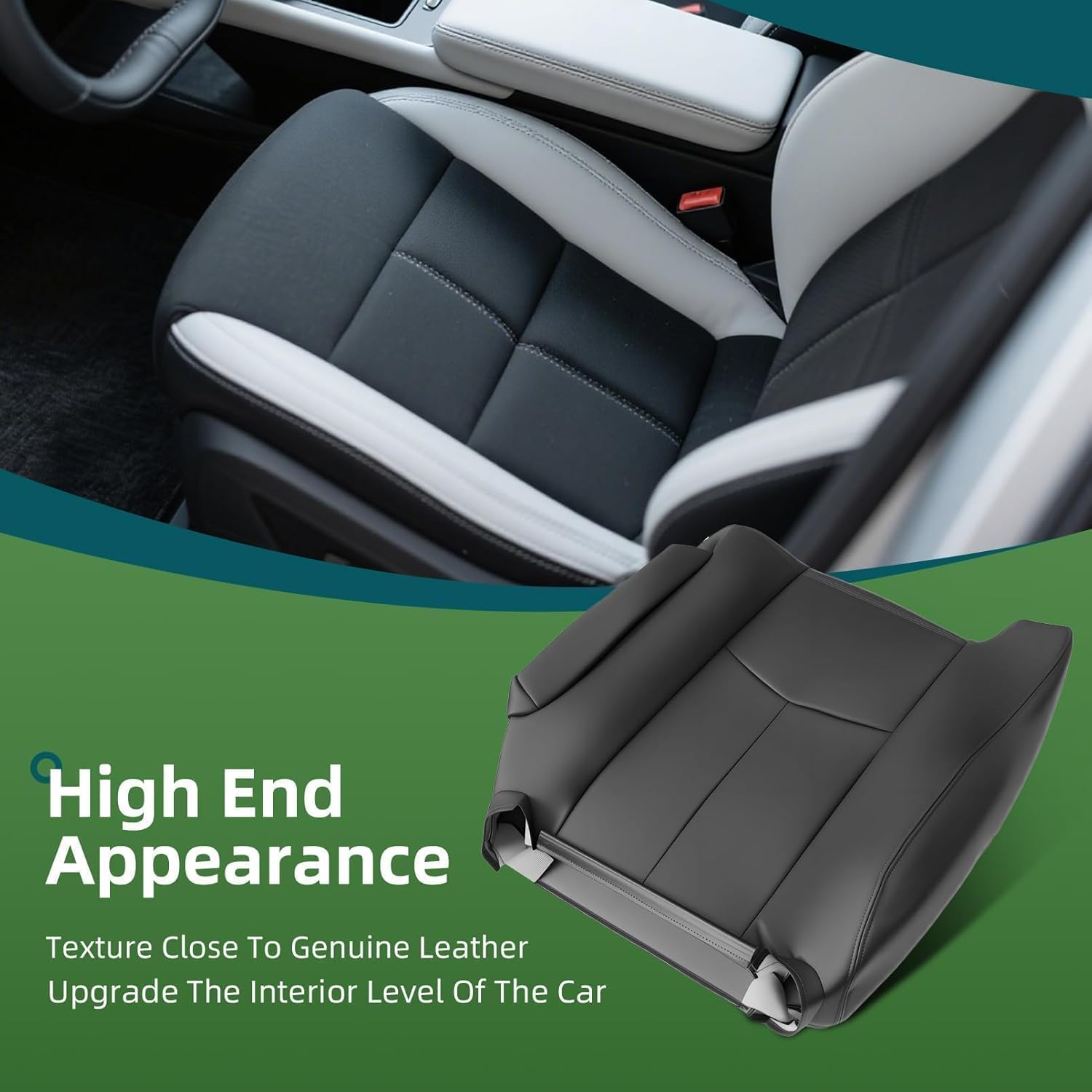 4Pcs Dark Gray Driver and Passenger Side Bottom and Top Lean Back Compatible with Tahoe Suburban Avalanche Yukon Silverado Sierra Leather Seat Cover #692 or 69i