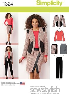 SIMPLICITY 1324 Misses' Slim Pants, Mock WRAP Skirt, Lined Jacket, & Knit TOP (Size 16-24) ~ Sewing Pattern