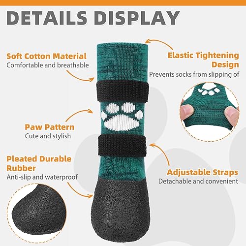 Miniatura 10 de KOOLTAIL Botas antideslizantes para perros, zapatos impermeables para perros, protectores de patas alargadores con correas de control de tracción
