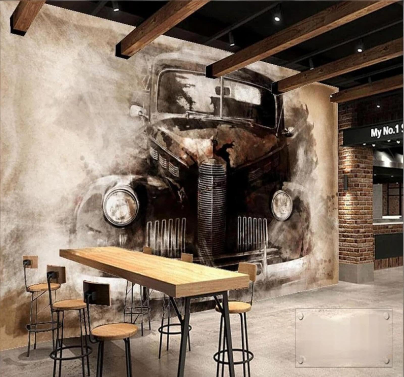 XLMING Nostalgic Retro Hand Drawn Car Unique 3D Wallpaper Luxury Home Dining Decor Paste Sofa Living Room The Wall for Bedroom Mural-300cm×210cm