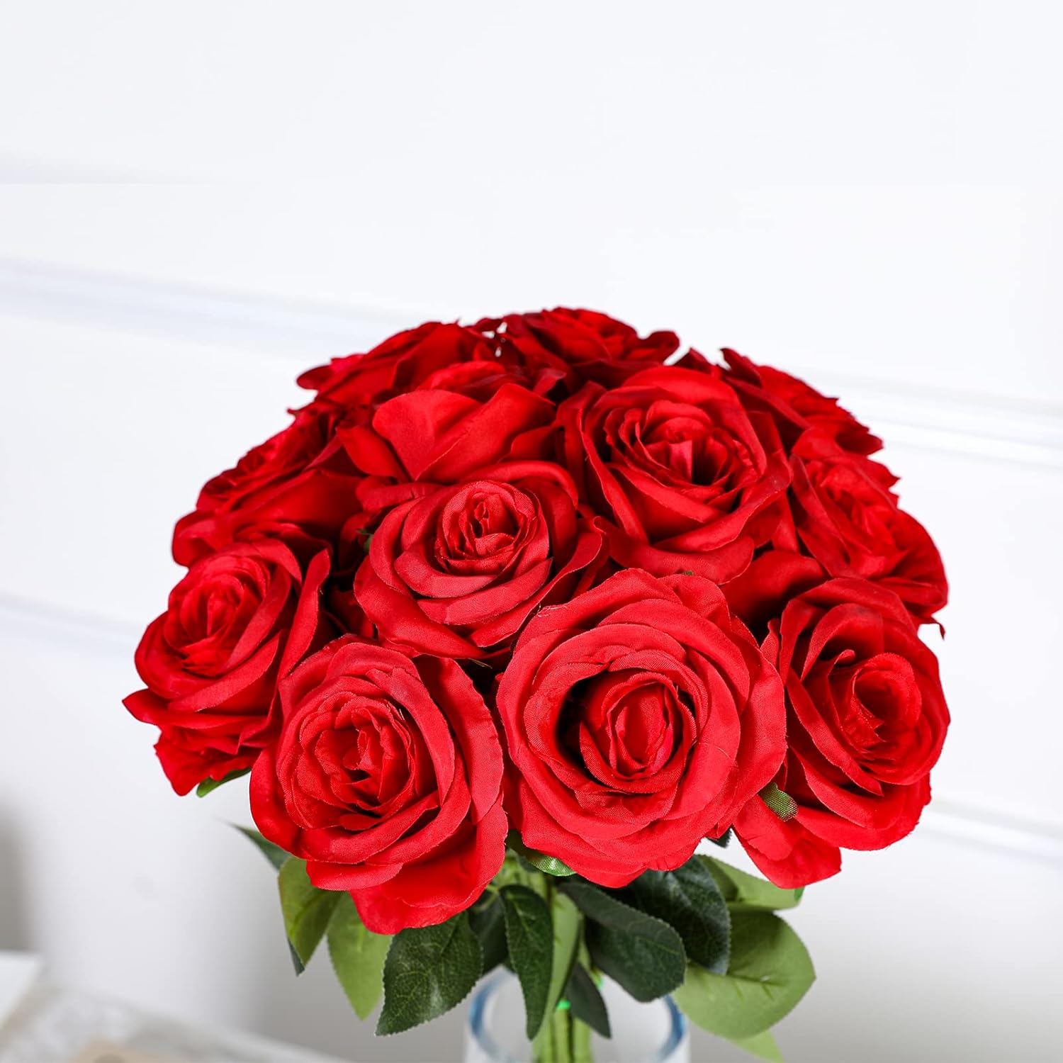 Hawesome 12PCS Artificial Silk Flowers Realistic Roses Bouquet Long Stem for Home Wedding Decoration Party (12pcs-red 1) - Image 5