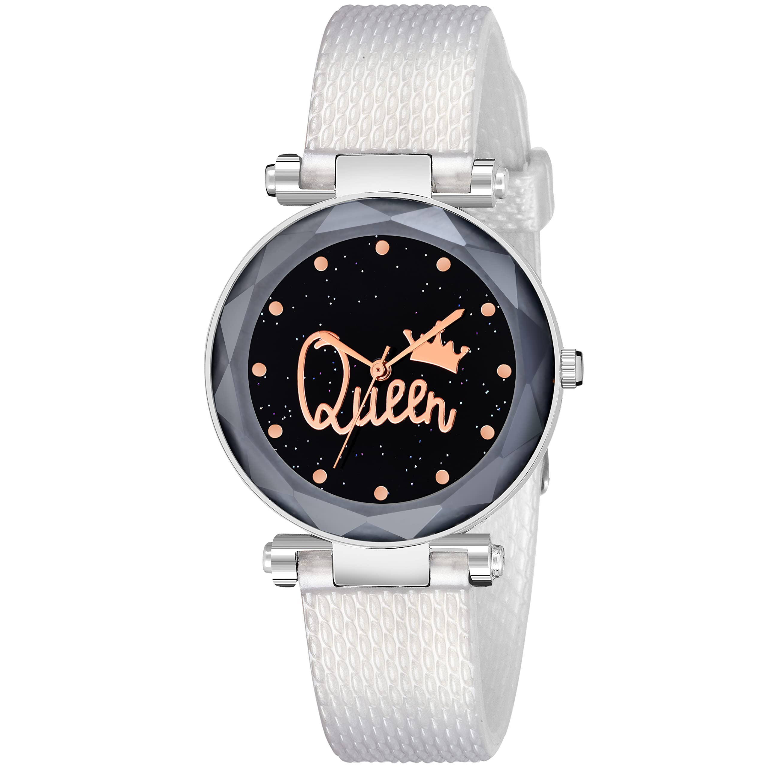 KIARVI GALLERY Silver Queen Dial PU Strap Analog Girls and Womens Watch (Silver Colored Strap) (B09SY8972R) Amazon Price History, Amazon Price Tracker