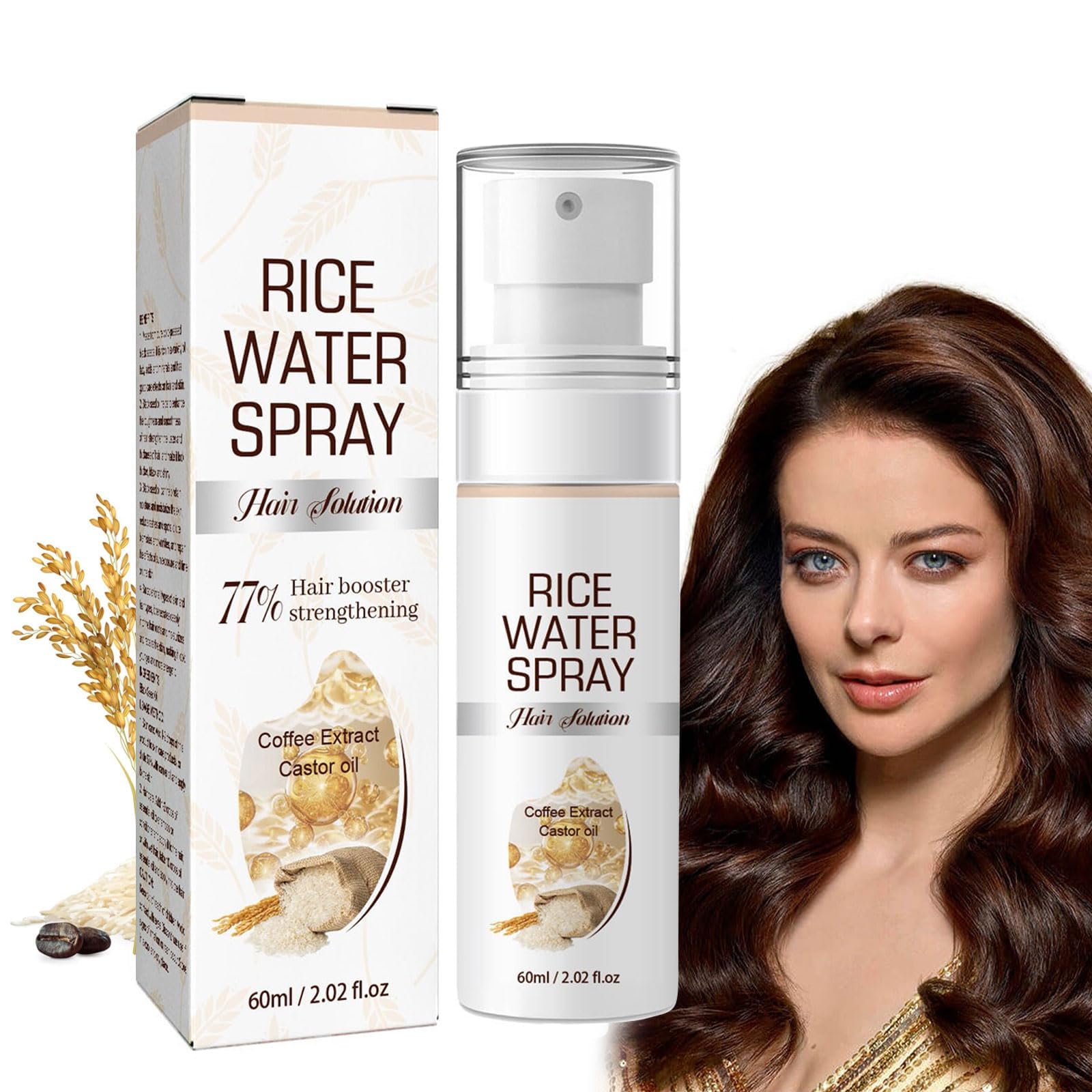 NALACALRice Water Hair Growth Serum 60ml | Strengthening and Nourishing Hair Treatment for Thicker, Fuller Hair | Rice Water Spray to Prevent Breakage and Support Healthy Hair Growth