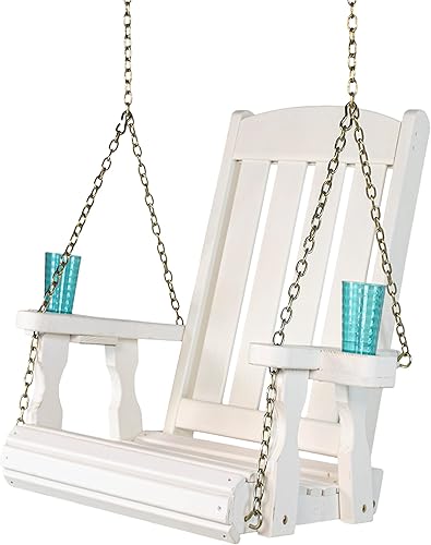 Miniatura 8 de Amish Casual Silla de columpio resistente con tratamiento a presión con portavasos (sin terminar)