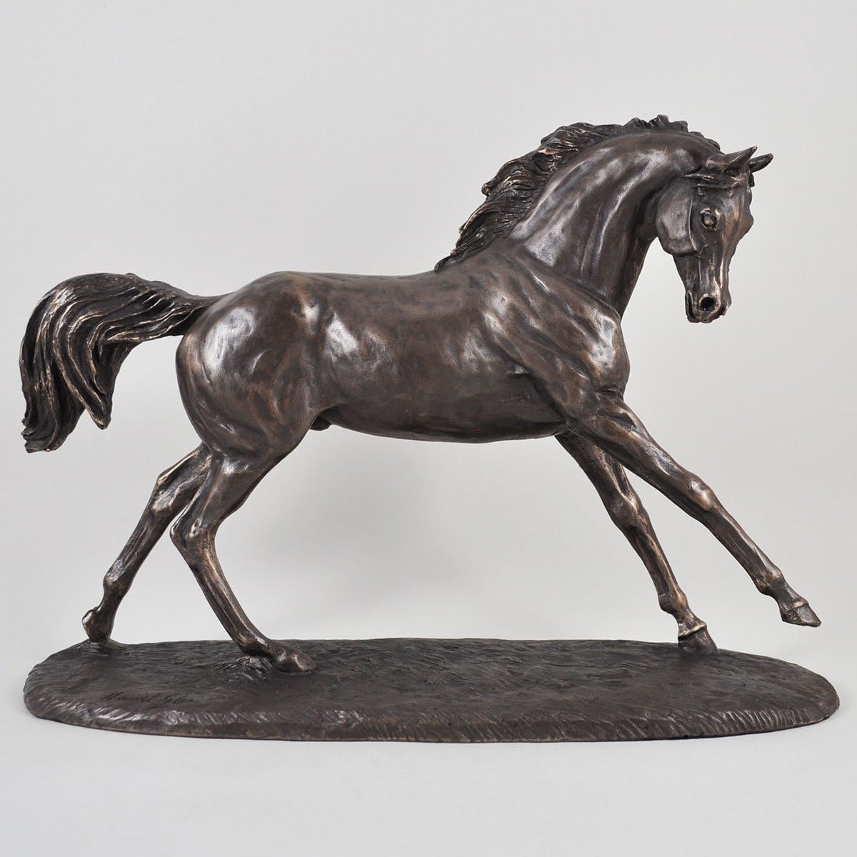 Fiesta Studios Cantering Arabian Horse, Cold Cast Bronze Statue by Harriet Glen