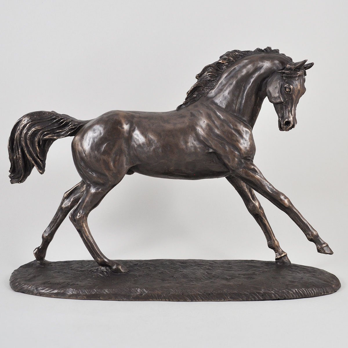 Fiesta Studios Cantering Arabian Horse, Cold Cast Bronze Statue by Harriet Glen