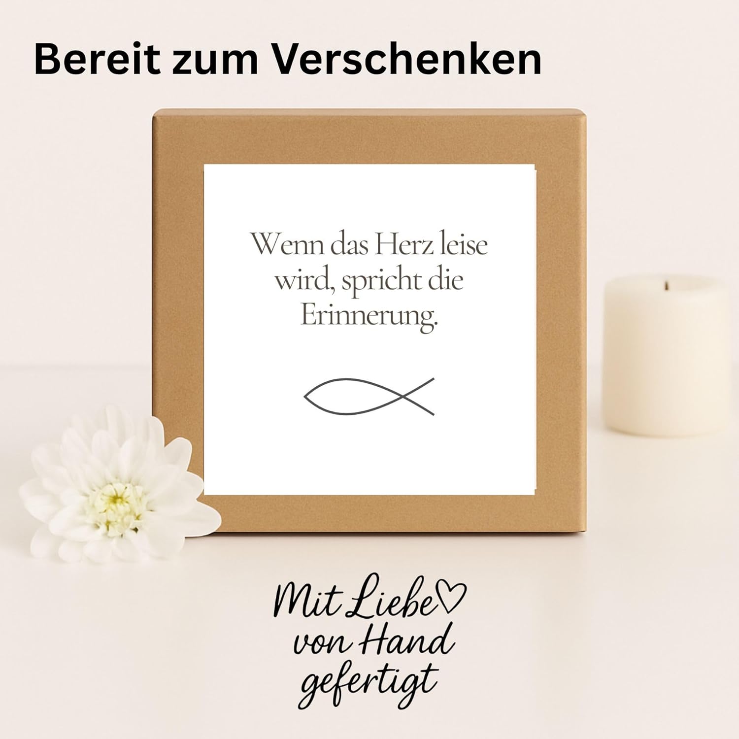 Milaboo® Keepsake Box with Rose Quartz Fish - Sympathy Gift in Kraft Paper Box - Comfort Dispenser & Loving Keepsake for Mourning, Farewell & Silent Companion (Fish Rose Quartz)