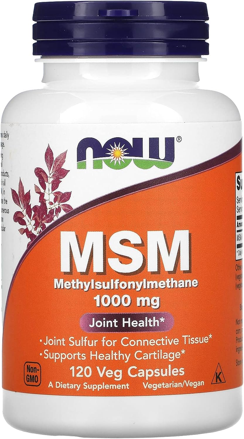 NOW Supplements, MSM Methylsulfonylmethane 1,000 mg, Joint Health, 120 Veg Capsules