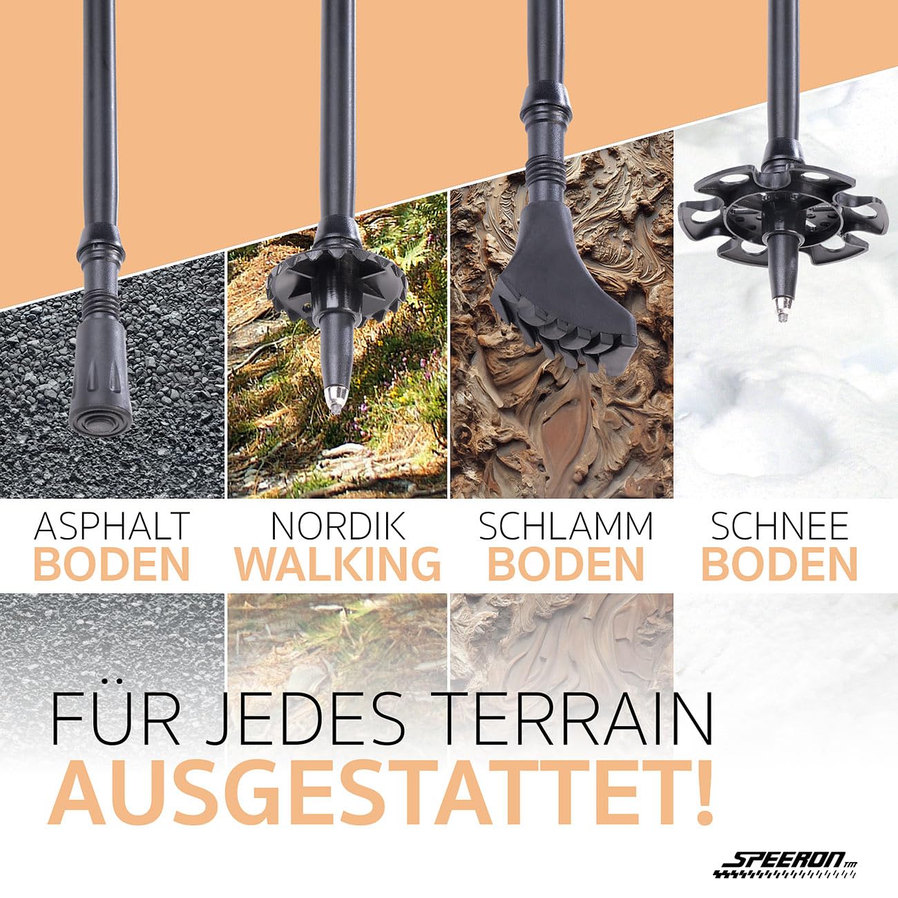 Speeron bastoni da trekking antishock: Bastoni da trekking telescopici, Carbon con impugnatura in sughero, regolabile in altezza (bastone telescopico, bastone nordic walking con ammortizzatore)