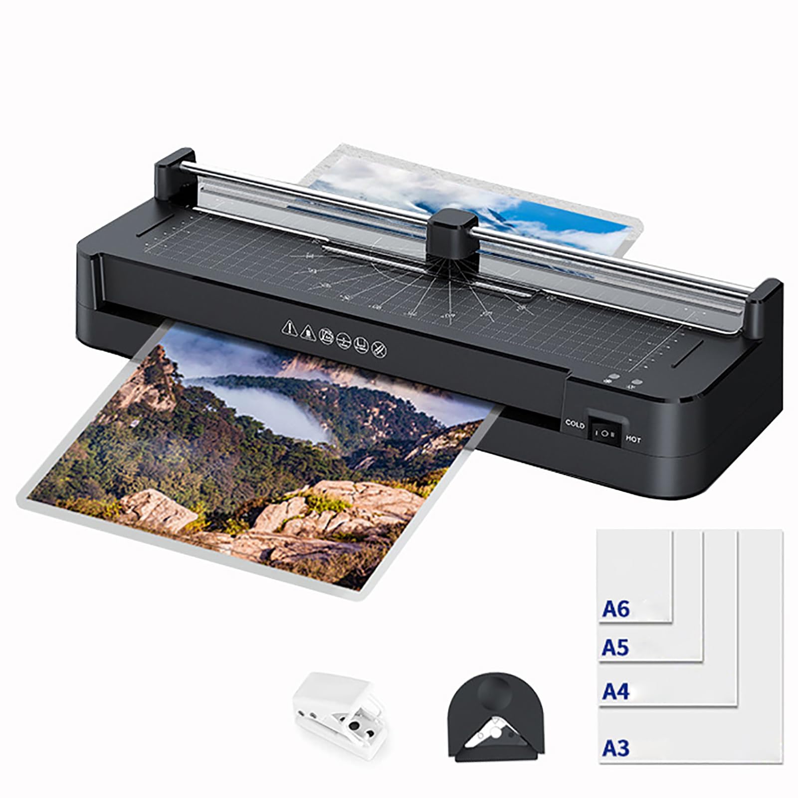 Wsexyy A3 Laminator Machine, Thermal Laminator With Laminating Sheets 40pcs, 355mm/min, 2 Minutes Quick Warm-up, Punch&corner Rounder, For A3 A4 A5 A6 With Paper Trimmer