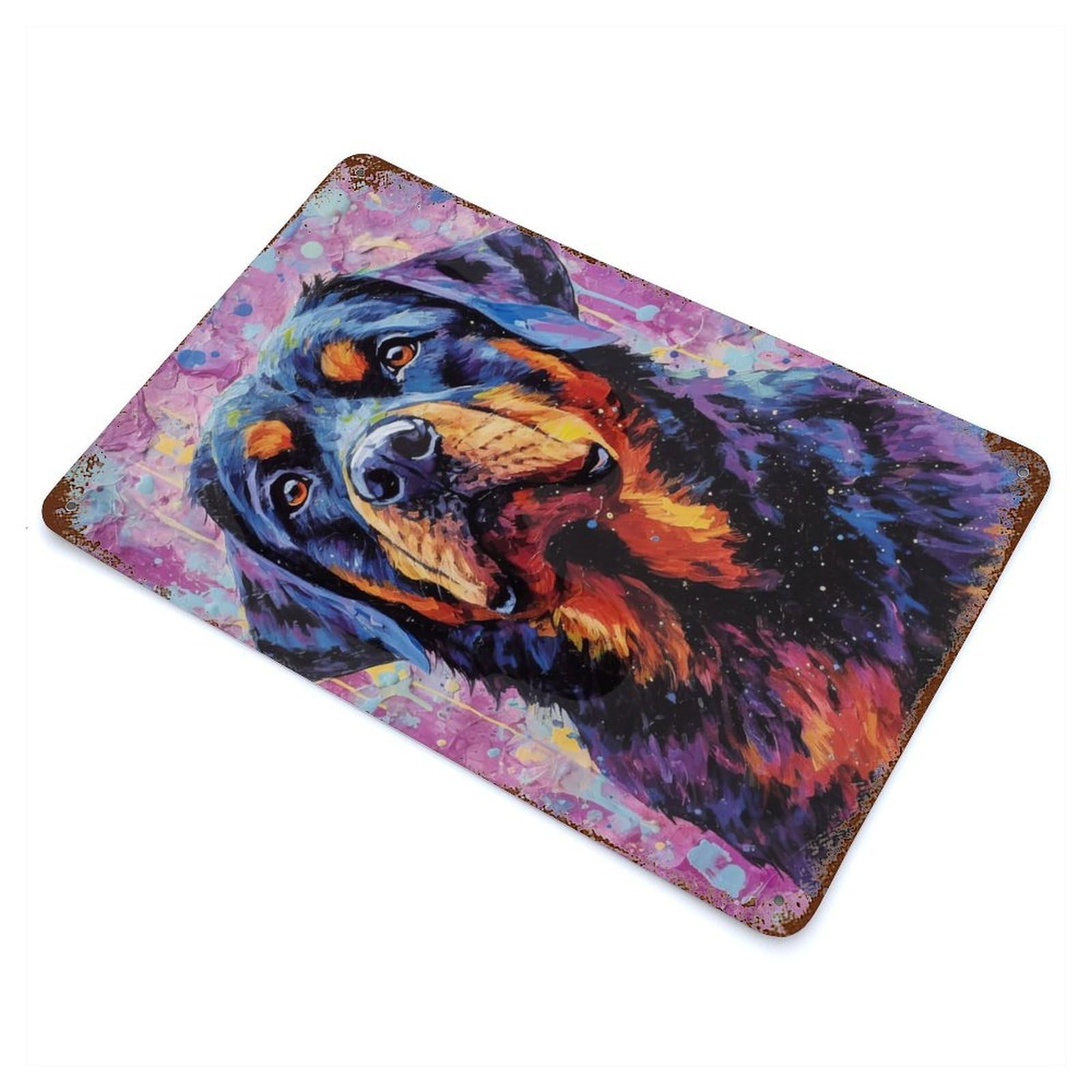 Palette Rotweiler Painting Rust Effect Tin Sign 11.8"x7.9", Ideal for Farmhouse, Kitchen And Entryway Decor