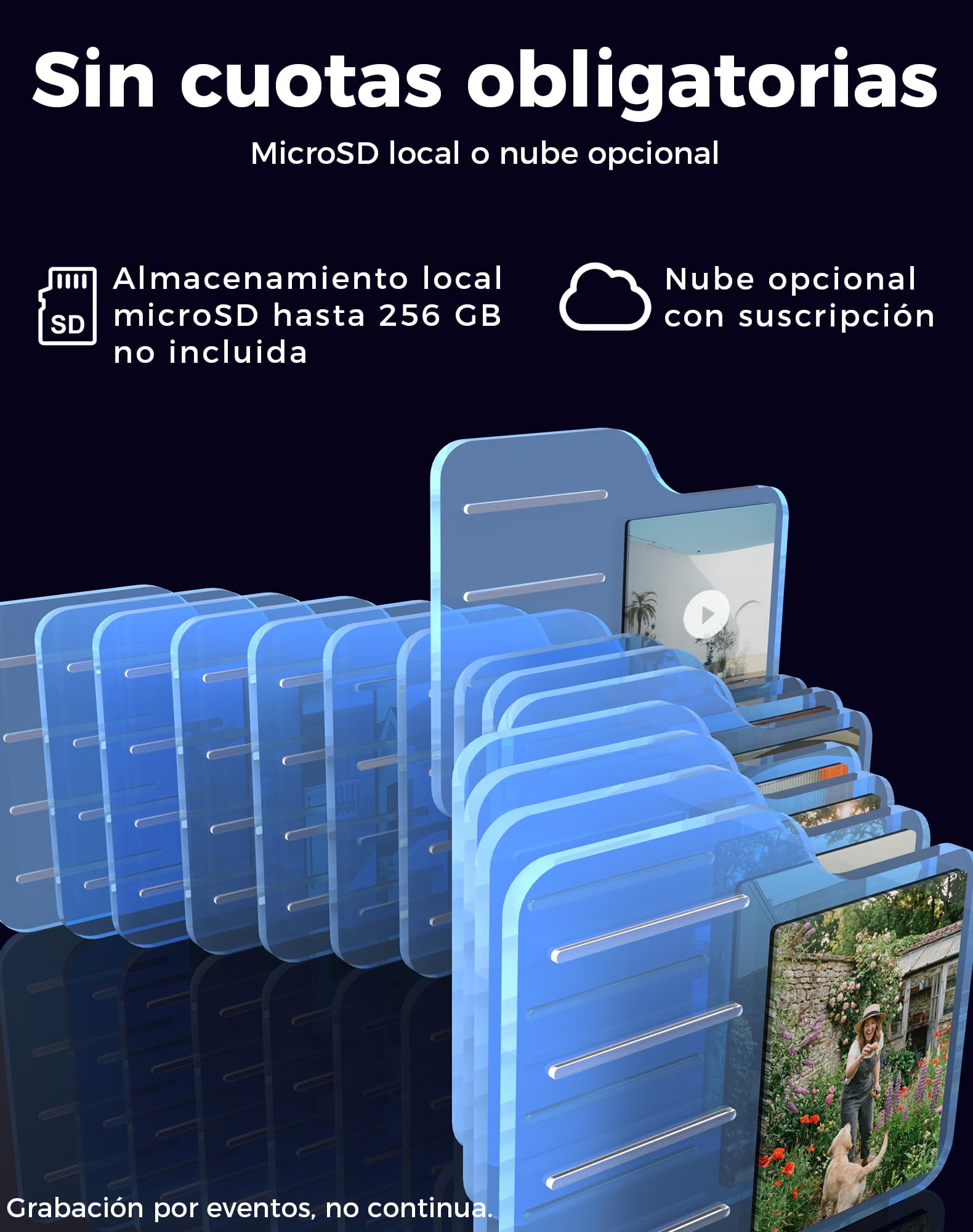 VIRTAVO 2K Camara de Vigilancia WiFi Exterior/Interior sin Cables, Cámara Seguridad con Batería Recargable, Visión Nocturna Starlight, Sin Suscripción Obligatoria, Detección PIR, Audio Bidireccional