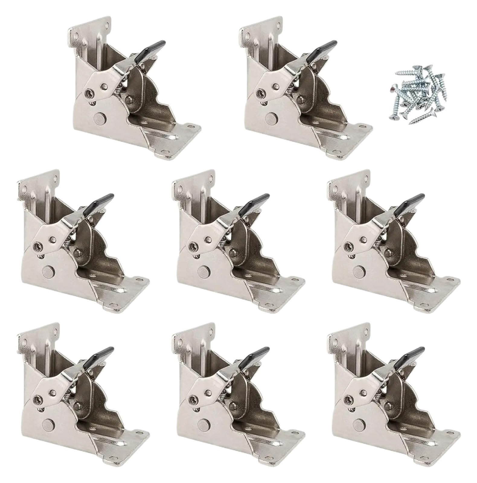 Debnfrwjas Silver 8Pcs Self Lock Folding Table Leg Brackets 0-180° Heavy Duty Hinges