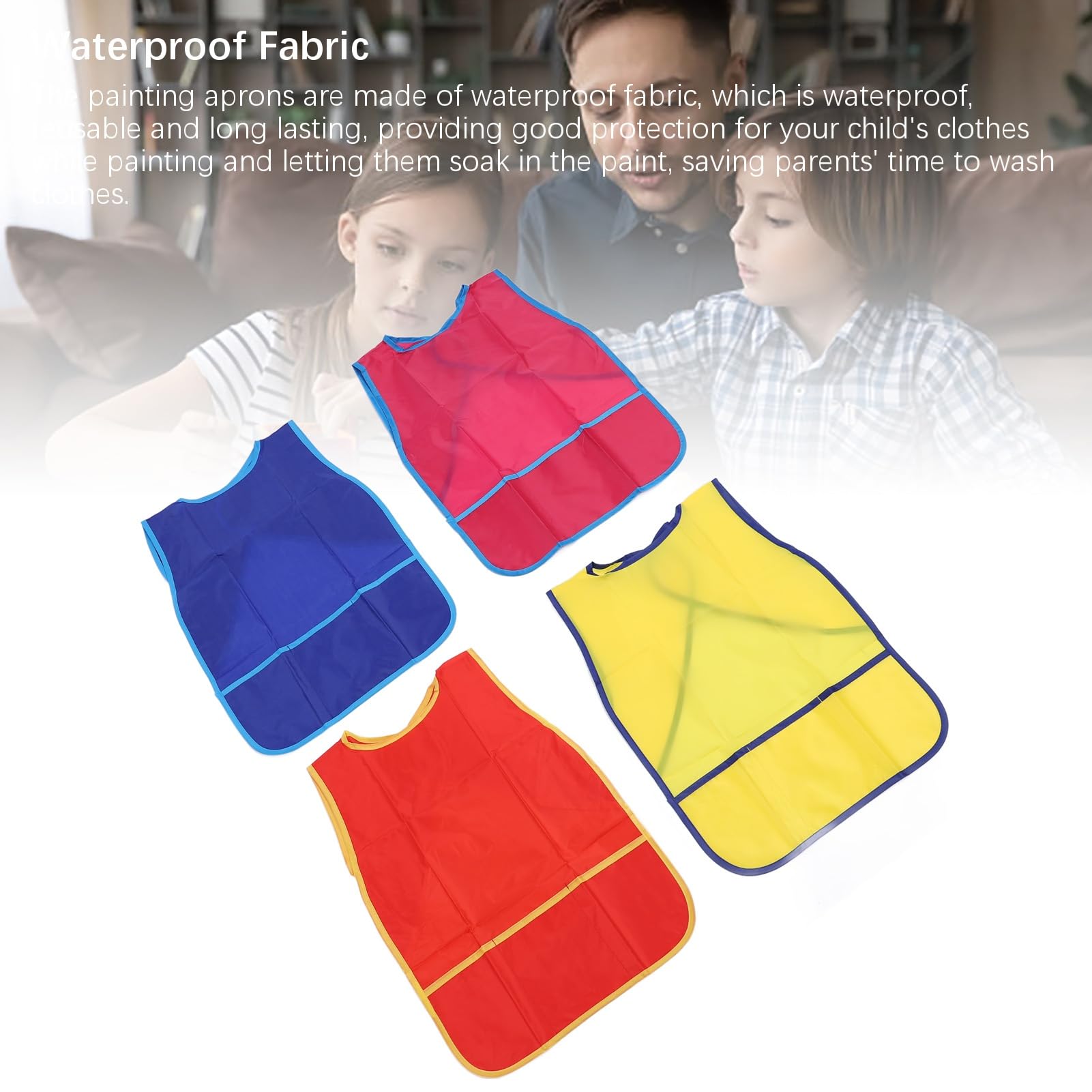 Irfora Grembiuli da Pittura Impermeabili per Bambini con Tasche, 12 Grembiuli da Pittura Senza Maniche per attività di, Bambini, Adatti a Casa e in Classe, Nylon, 17,32x22,44 Pollici