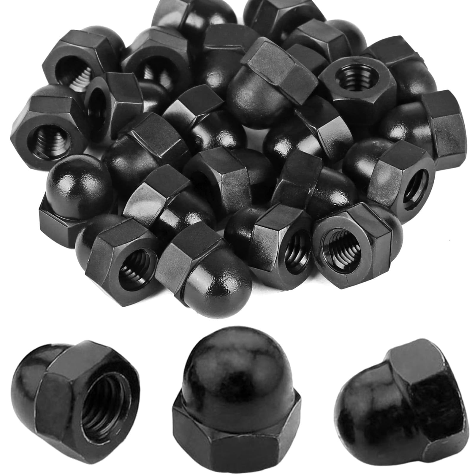 Bikasun 50Pcs Black Dome Cap Nuts M8 8mm 304 Stainless Steel DIN1587