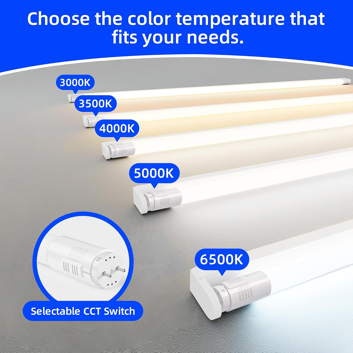 10 Pack 4FT T8 LED Tube Light Type A+B, 10/12/15/18/21W, 5CCT 3000K-6500K, Single/Double End Powered, Plug & Play or Ballast Bypass, 4 Foot T10 T12 Fluorescent Bulbs Replacement, Frosted, 120-277V