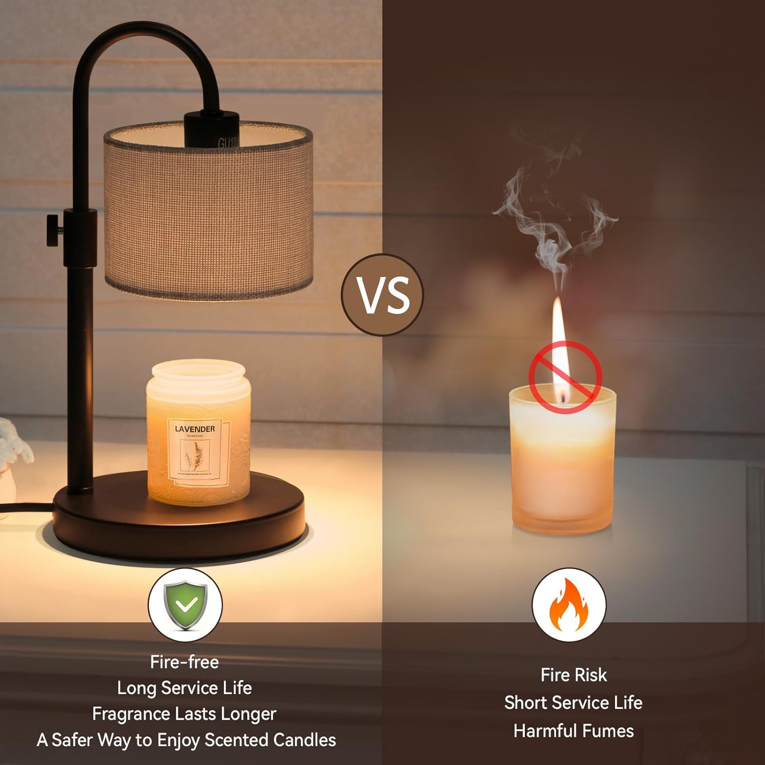 Candle Warmer Lamp with Timer, Dimmable Candle Wax Warmer Candle Lamp with 2 Bulbs, House Warming Gifts Birthday Gifts for Women Bedroom Home Decor (Gray-Upgraded)