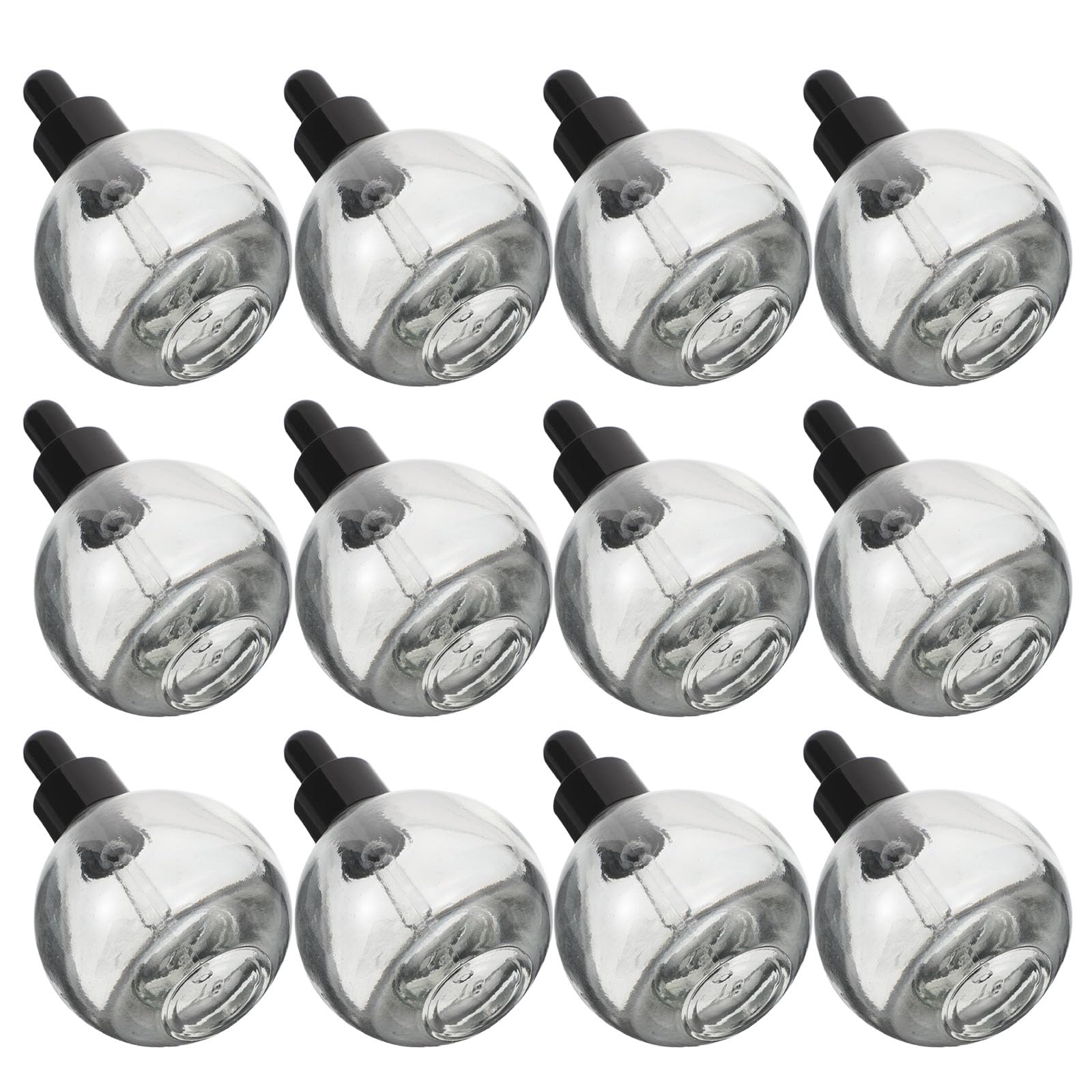 12 Flaconi Contagocce in Vetro Trasparente 30 Ml con Pipetta e Anello Anti-perdita, Flaconi Sferici per Oli Essenziali, Sieri e Aromaterapia, per Viaggi e Campioni Cosmetici