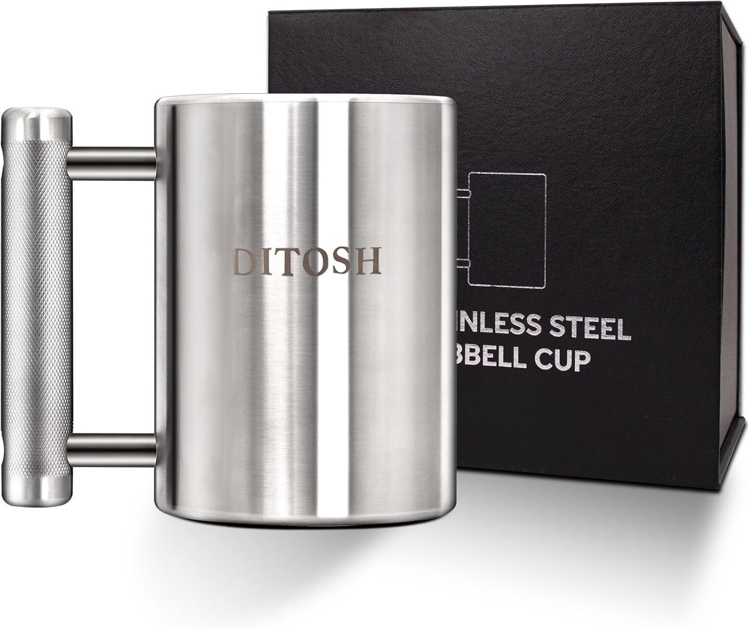 Heavy Coffee Mug Challenge 304 Stainless Steel Dumbbell Cups Silver Overweight Sports Water Cup for Fitness Training Arm Strength Prank Gift Home Gym Workout Equipment