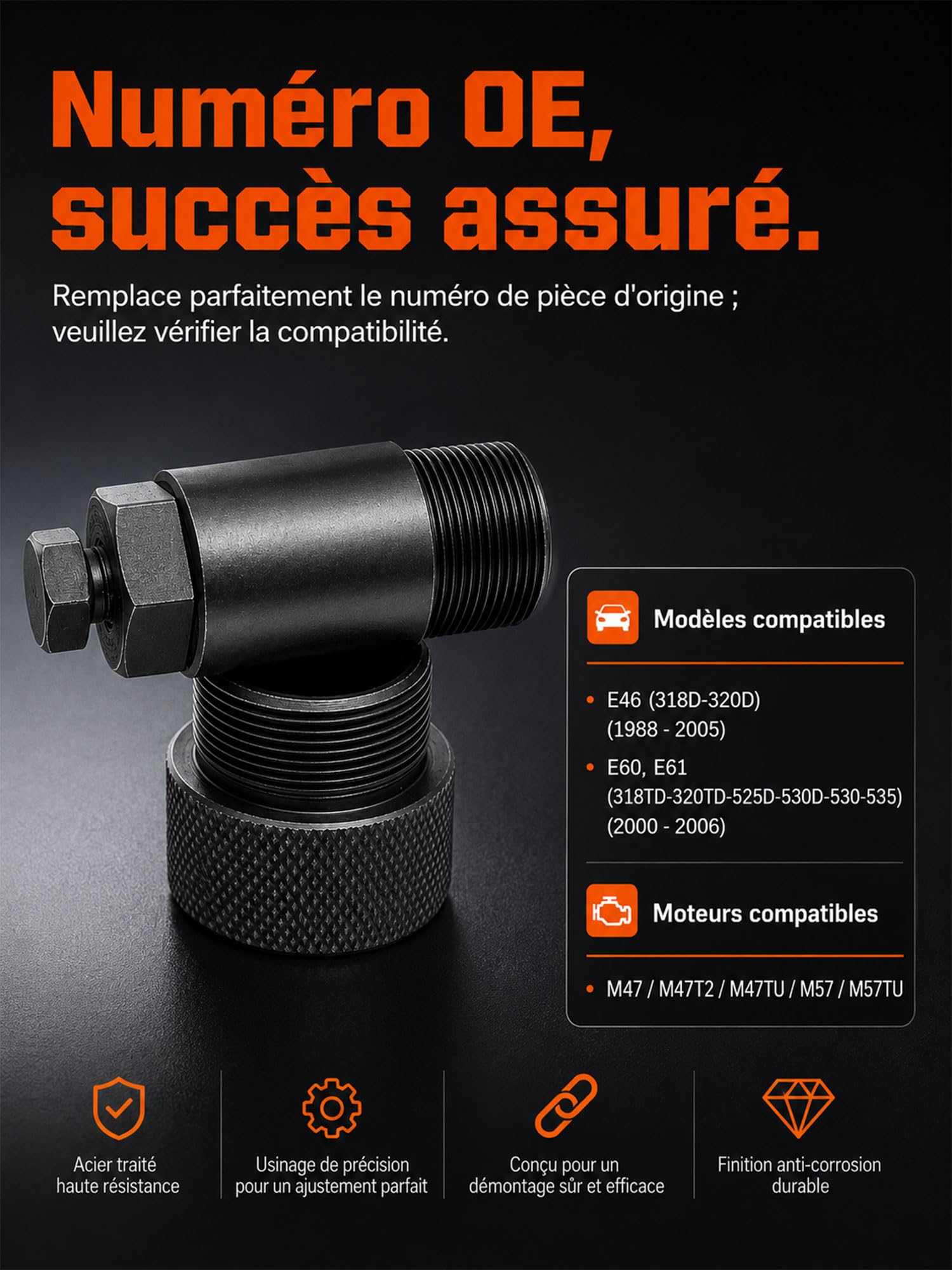 Extractor de bomba de inyección de combustible para motores M47 M57 M47TU M57TU E46 E60 E61 Herramienta de montaje Desmontaje de polea