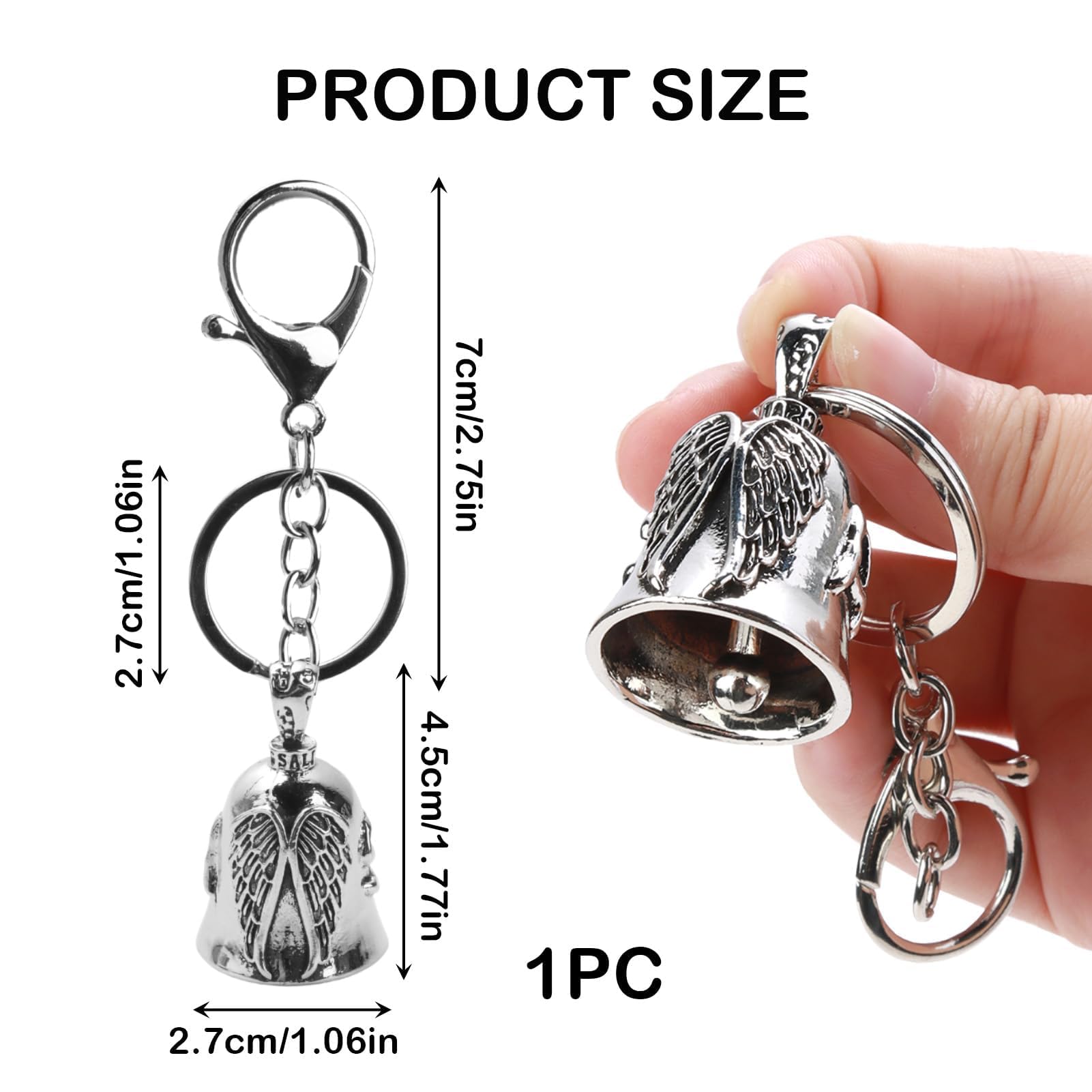 Hioip Llavero Moto Campana Guardiana Campana de Motocicleta de la Guarda de Acero inoxidable con Anillo Colgante Amuleto de Buena Suerte para Bicicletas Coches Vehículos Eléctricos - 3