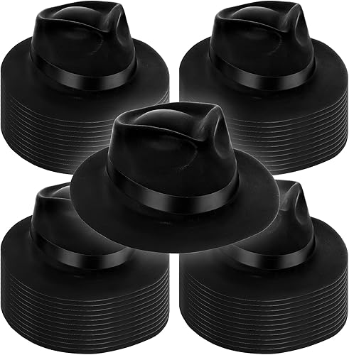 Miniatura 1 de Xtinmee 48 sombreros de gángster Fedora, sombreros de plástico para caballeros, sombreros de disfraz de gángster para niños y adultos, sombreros de