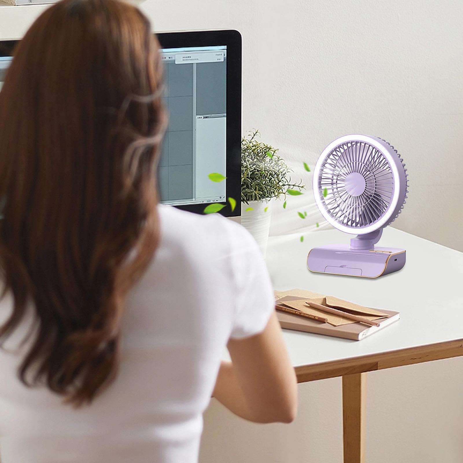 Genérico Ventilatore circolatore d'aria da scrivania, ricarica USB, multifunzione, potente, per ufficio, campeggio, viaggi, soggiorno, casa e camera da