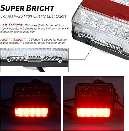 Miniatura 6 de BLACKHORSE-RACING Kit de luz LED magnética para remolque, 2 luces LED universales para remolque, luz de giro de freno de funcionamiento, IP68