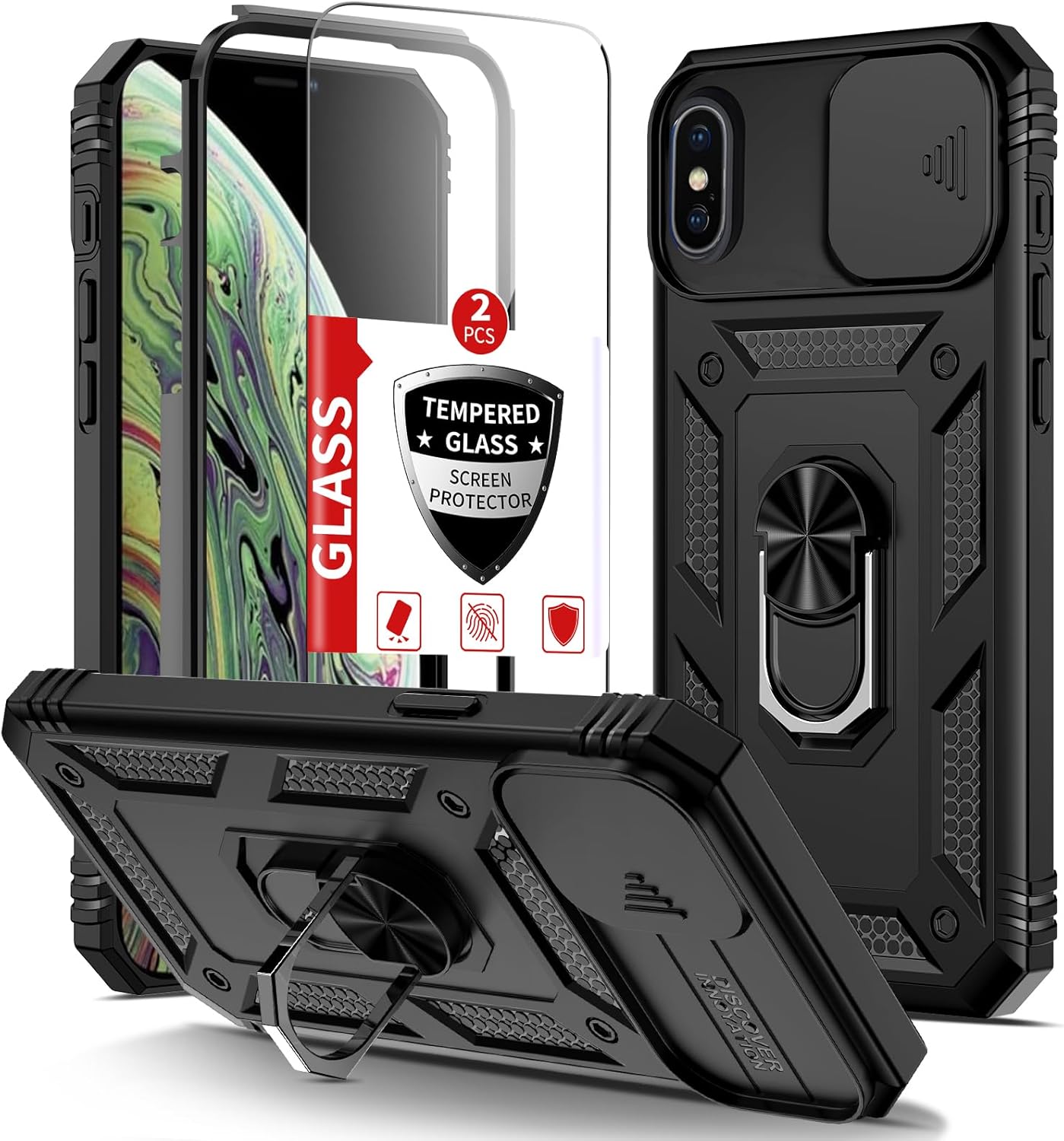 for iPhone Xs X Case Kickstand with Glass Screen Zambia Ubuy
