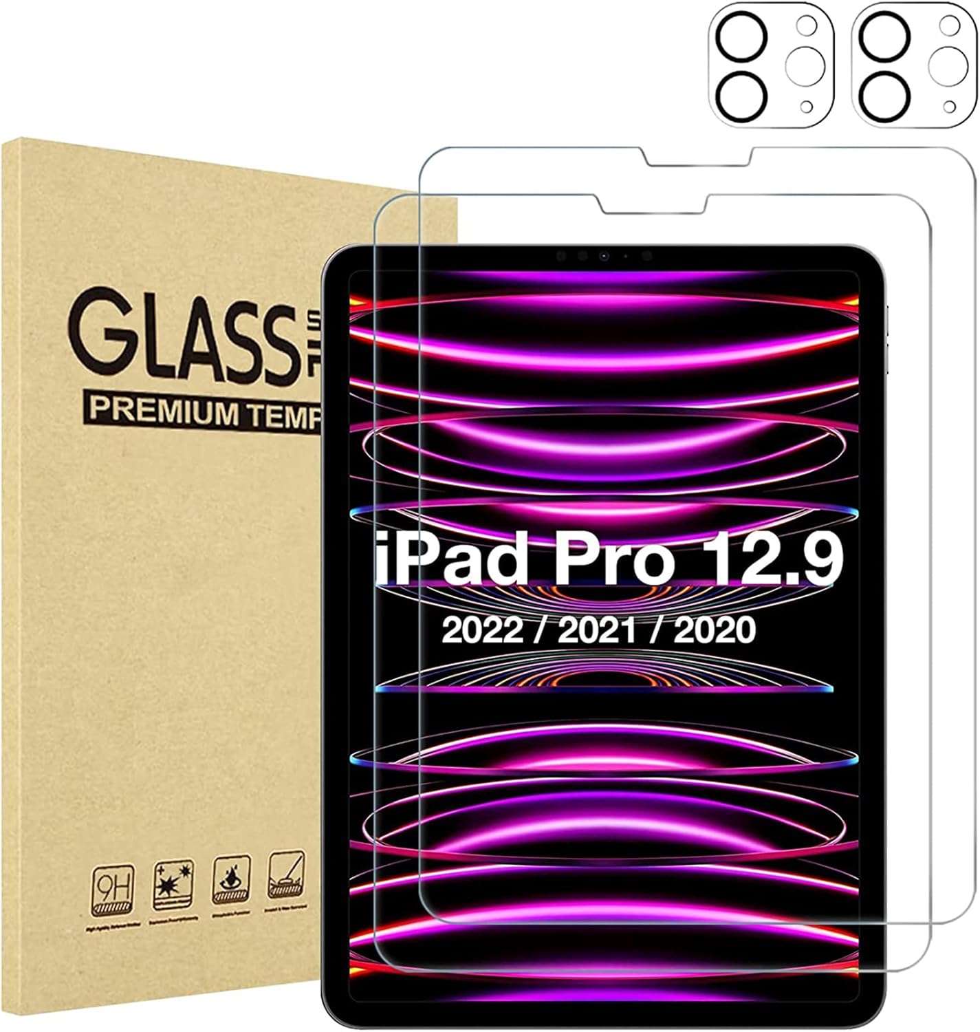 XZC iPad Pro 12.9 Case 2022/2021/2020/2018 Heavy Duty Shockproof Cover for 12.9 Inch 6th/5th/4th/3rd Gen (Rainbow 2)