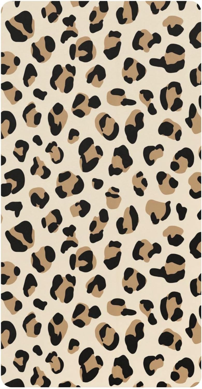 Leopard Print Brown Skin Crib Sheets Soft Breathable Fitted Cotton Baby Crib Sheets Mattress Cover for Girl Boy, 52" x 28" x 9"
