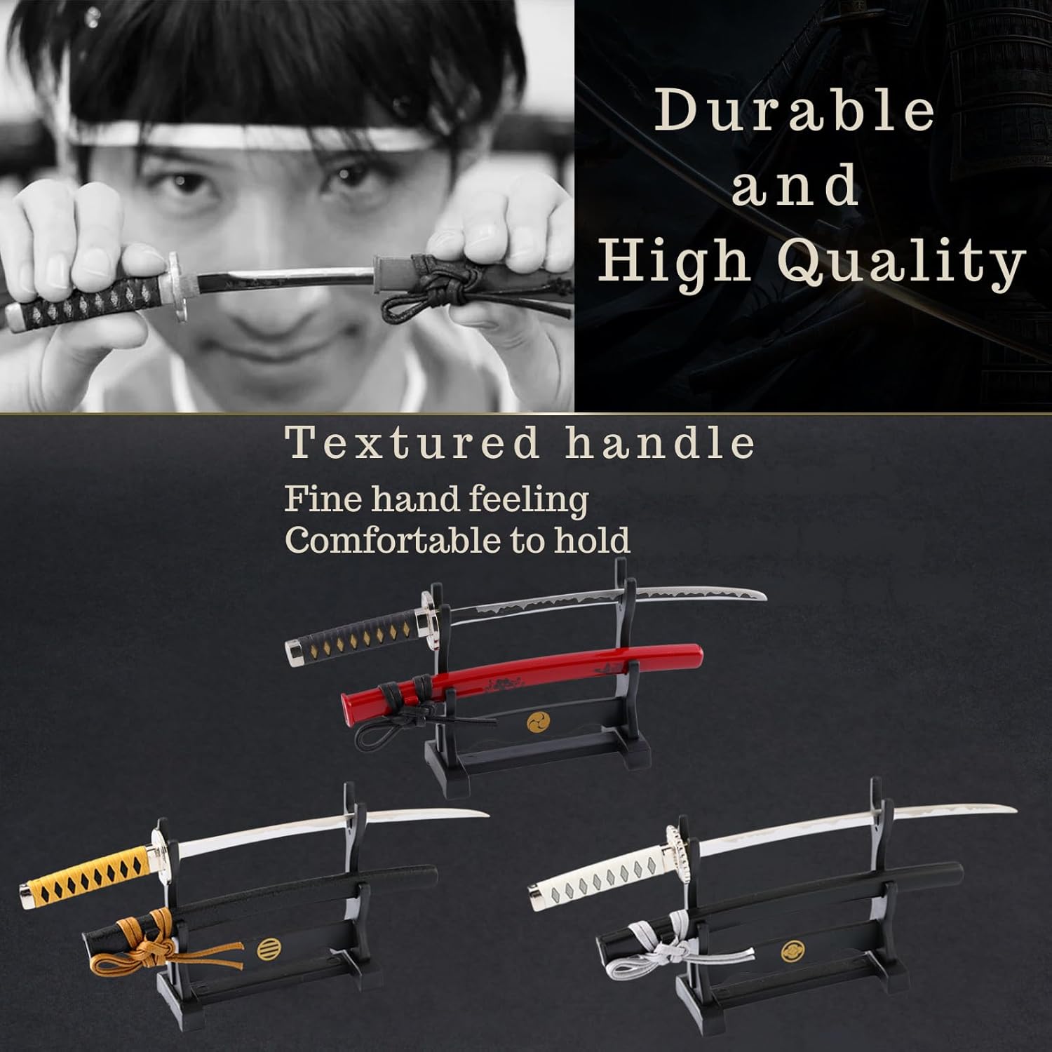 Wablade Japanese Samurai Katana Letter Opener for Desk Display, Decorative Sword Design with Traditional Style, Compact Collectible Office Decor, Giftable for Home and Office (Okita Souji)