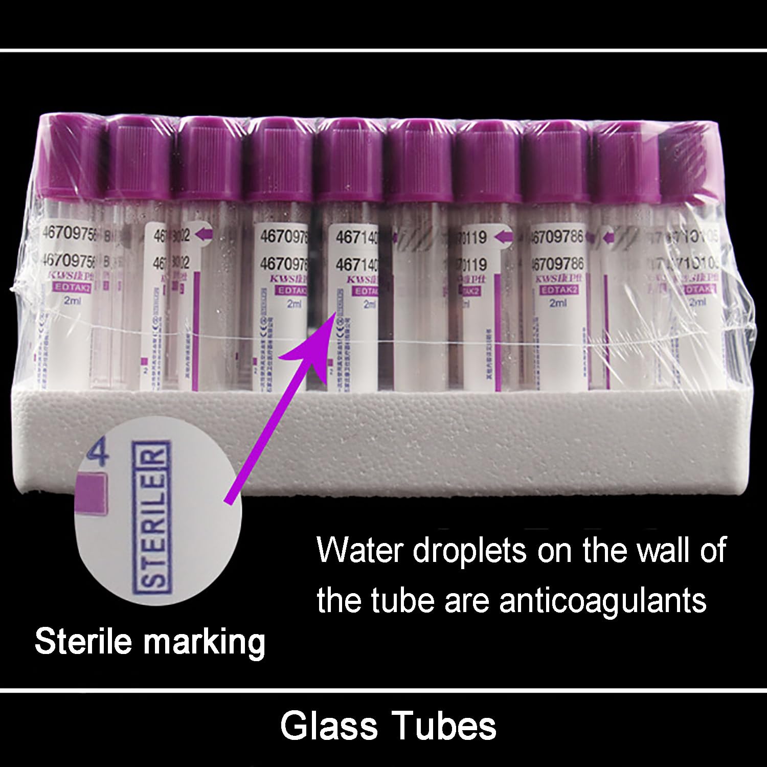 Tubo De Vidrio Para Extracción De Sangre Al Vacío, 2ml/5ml/10ml Opcional, 100pcs EDTA K2 Tubos De Sangre Al Vacío, Con Tapón De Rosca Morado, Tubo Desechable Para Extracción De Sangre Al Vacío