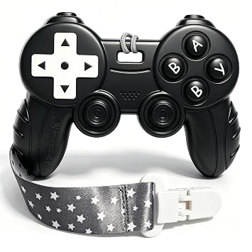 Cool Remote Game Control Teething Toy for Babies 0-6 6-12 Months,Game Controller Teether for Gamer Parents,Babys First Valentines Day Gifts,Silicone Remote Chew ToysBlack