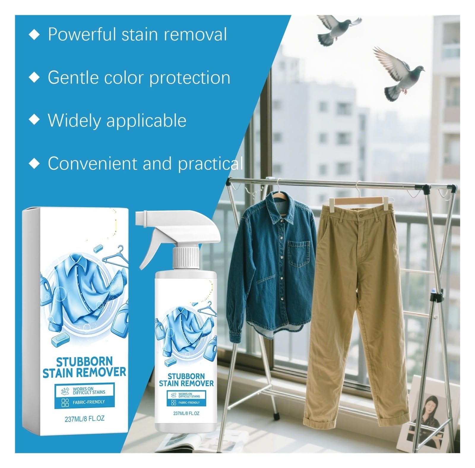 Detergente for ropa que no daña el color, 237 ml, diseñado específicamente for combatir las manchas de aceite alimentario(2pcs)