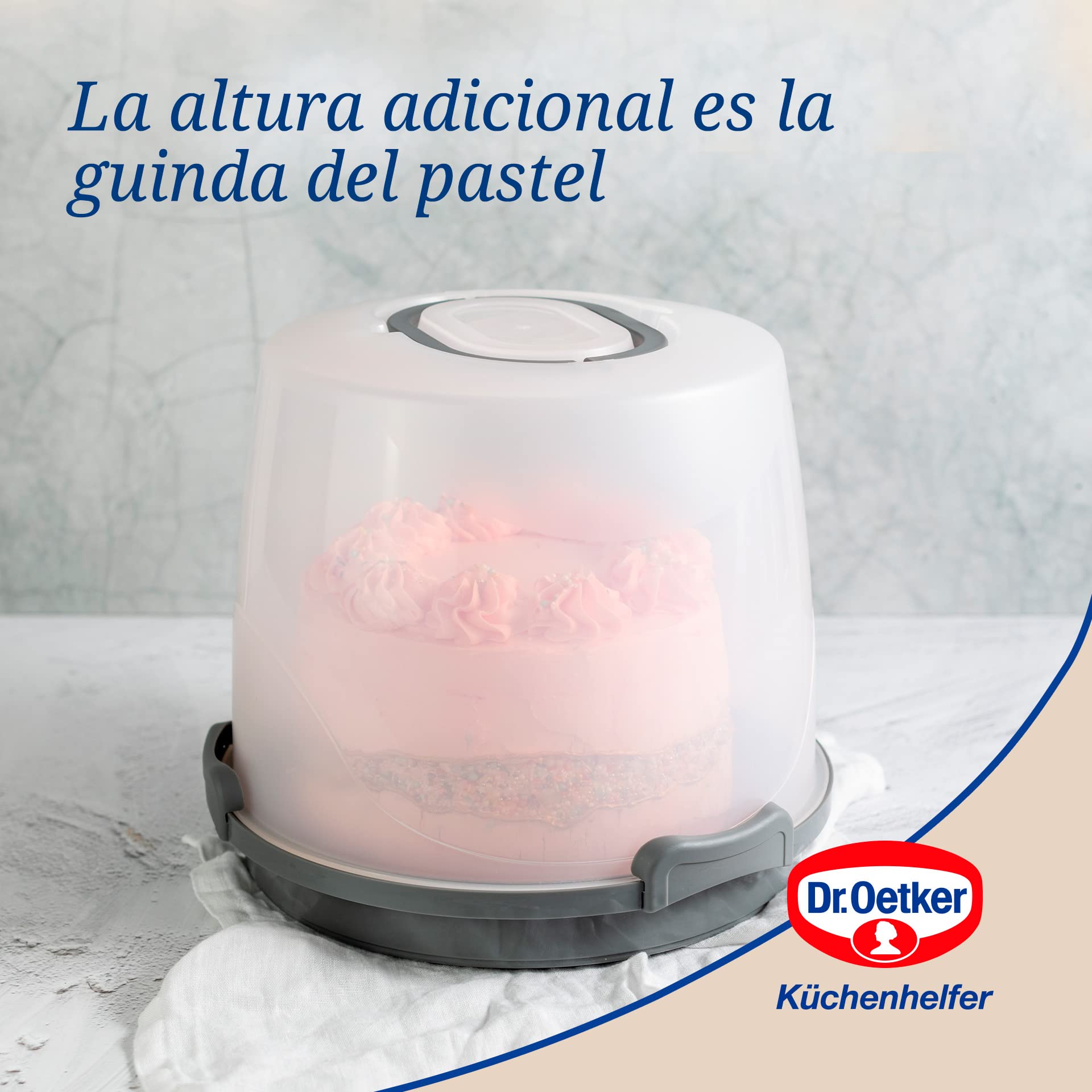 Dr. Oetker Caja de transporte para tartas extra alta, redonda, con estante, para tartas de 20 cm de altura