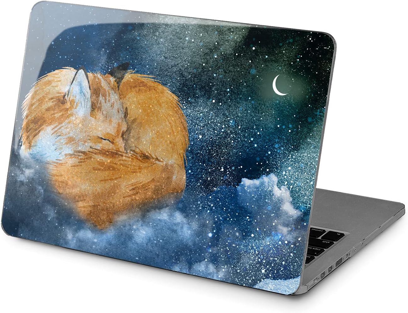 Hard Case Compatible for MacBook Pro 16 14 M3 M2 2023 M1 Pro 13 2022 Air 13 2021 Retina 2020 Mac 11 12 Laptop Fox Night Protective Moon Classy Design Cute Cover Clouds Stars Print Animals