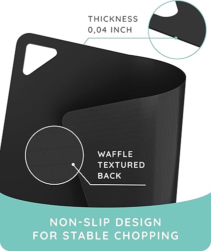 Miniatura 3 de July Home Tabla de cortar alternativa para cocina, juego de 3 tablas de cortar de plástico flexible extragruesas, antideslizantes, sin BPA, fáciles