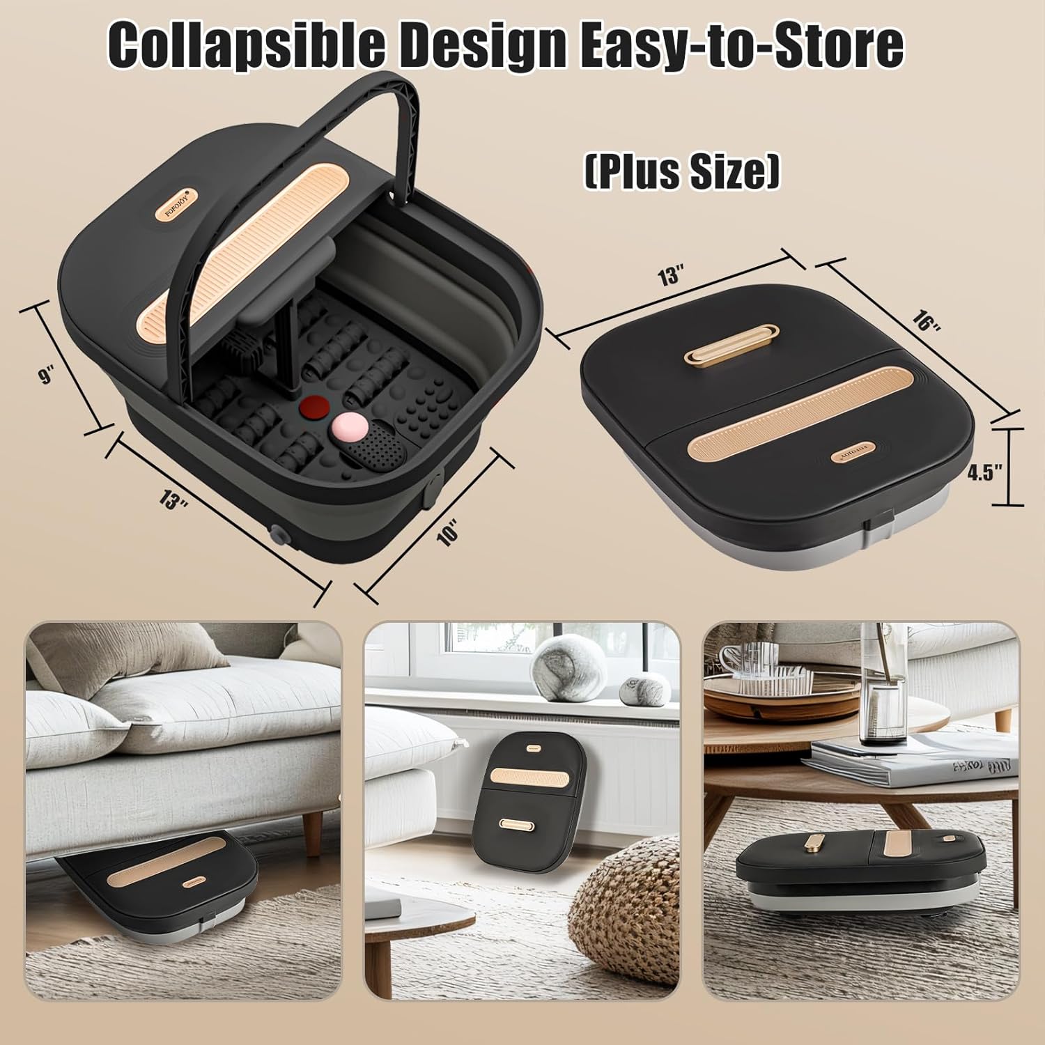 Collapsible Foot Spa Bath with Massager and Heat and Bubble Jets, Temperature Control, Remote Control, Pumice Stone, Pedicure Foot Spa for Relaxation Gift for Women Man - Image 6