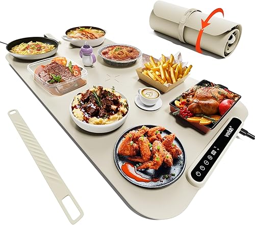 Miniatura 8 de voriah - Tapete de calentamiento eléctrico para alimentos, bandeja de calentamiento eléctrica con 3 ajustes de temperatura y apagado automático,