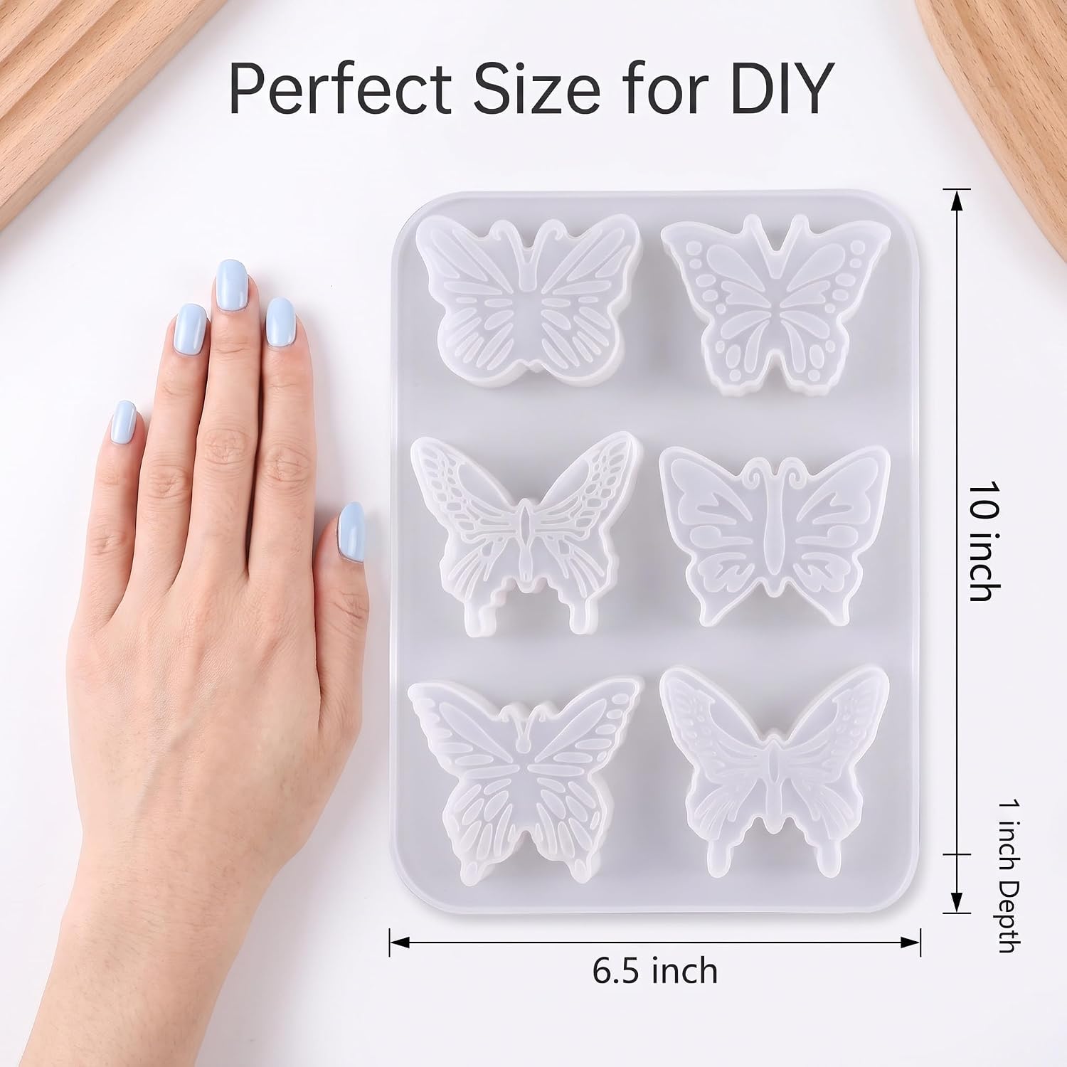 2 Pack 6 Cavity Different Pattern Butterfly Silicone Molds Food Grade Non-Stick Chocolate Mold for Handmade Soap, Aromatherapy Candle, Resin Ornament, Fondant Baking Decoration