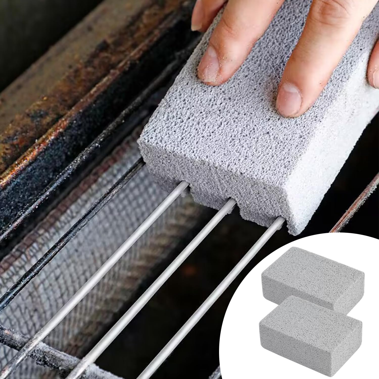 4 Blocchi Pulizia In Pietra Pomice + Scatola Scarico - Per Griglie E Teglie, Anti-Graffio - Foto 3