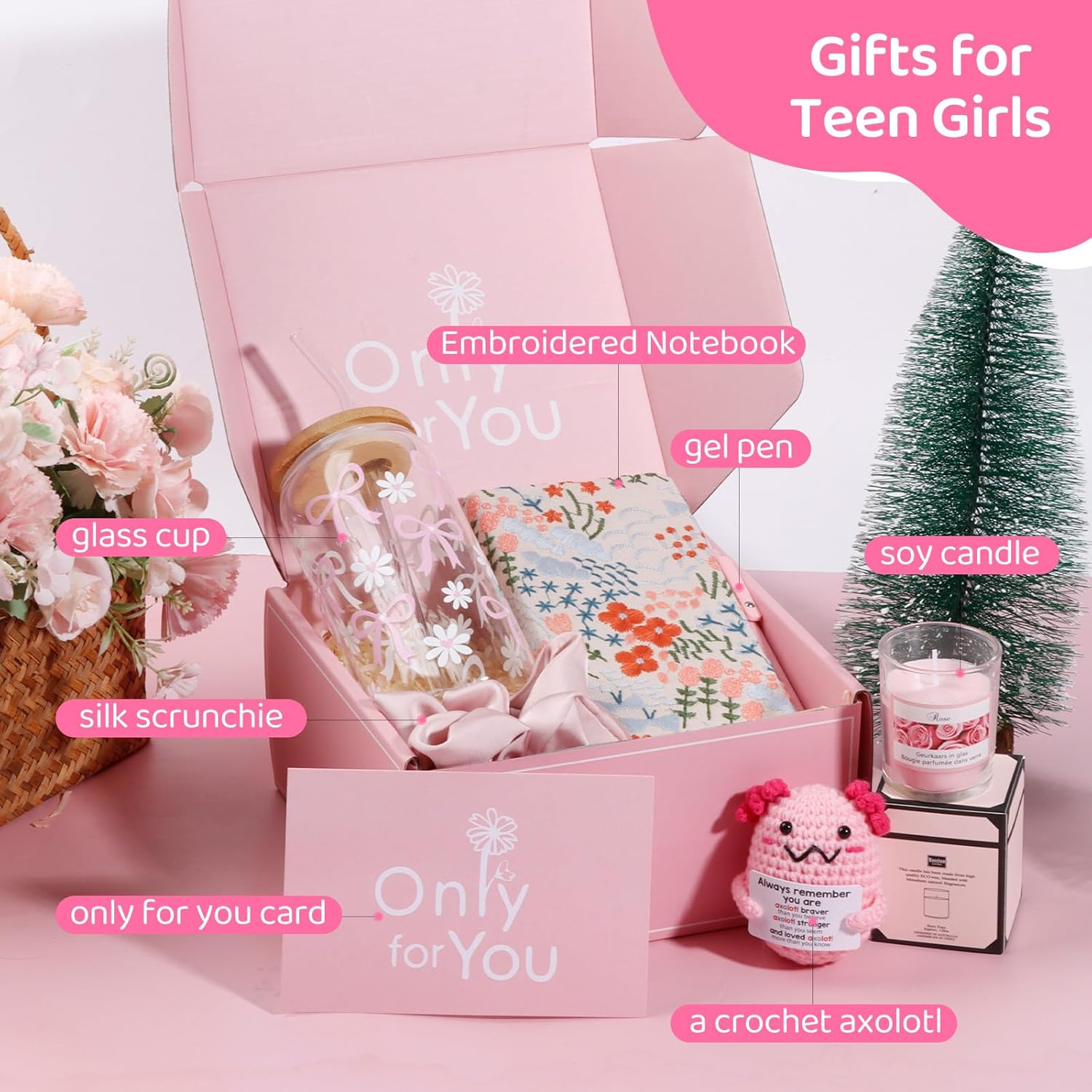 Birthday Gifts for Teen Girls, Teen Girl Gift Trendy Stuff, Teenage Girl Gift, Birthday Christmas Cute Gifts Teen Girls Daughter, Sister, Best Friend Gift Basket for Women (Pink) - Image 3
