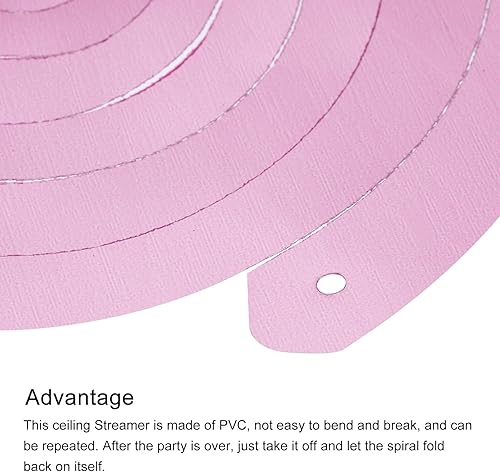 Miniatura 4 de MECCANIXITY 30 remolinos colgantes de color rosa claro para fiesta, decoración colgante de una sola tira de papel de aluminio de 27.6 pulgadas,