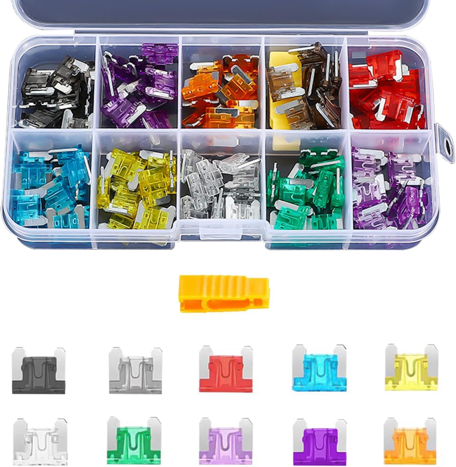 100 Pcs Auto Car Low Profile Mini Blade Fuse Assortment Kit,Professional Automotive with Puller Tool for Car/RV/Truck/SUV/Motorcycle/Boat Fuse Replacement(2A/3A/5A/7.5A/10A/15A/20A/25A/30A/35A)