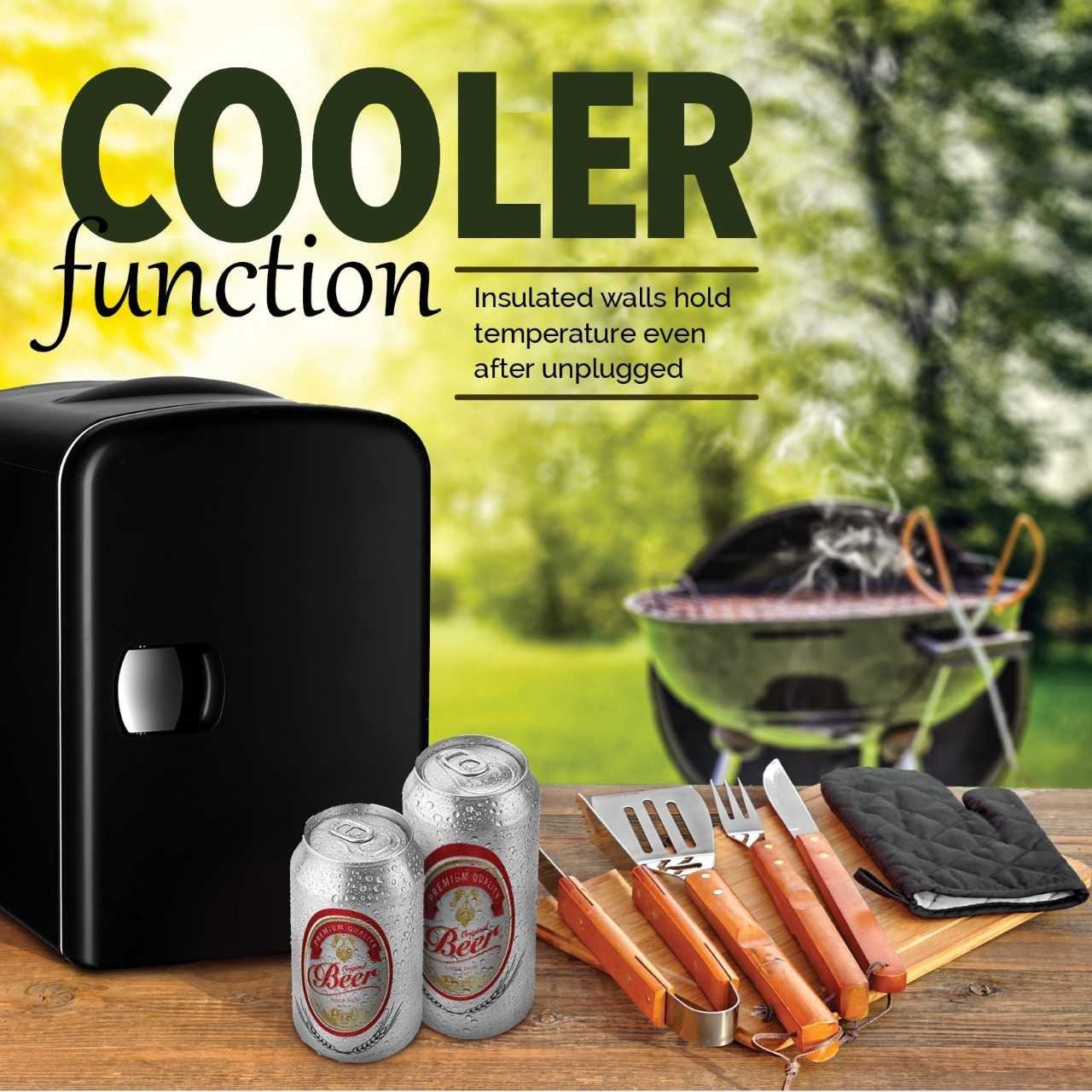 Gourmia GMF600 Thermoelectric Mini Fridge Cooler and Warmer - 4 Liter/6 Can - For Home,Office, Car, Dorm or Boat - Compact & Portable - AC & DC Power Cords - Black, view 5