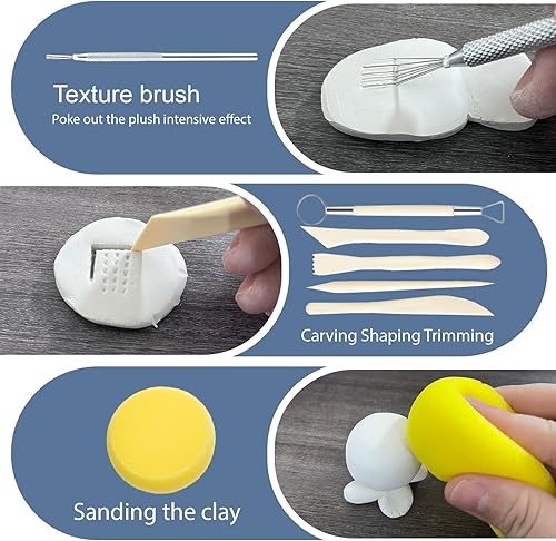 Miniatura 6 de 1DFAUL Juego de 30 barnices de arcilla seca al aire con herramientas de escultura, 2 esmaltes de arcilla mate brillante de 3.4 fl oz para alto