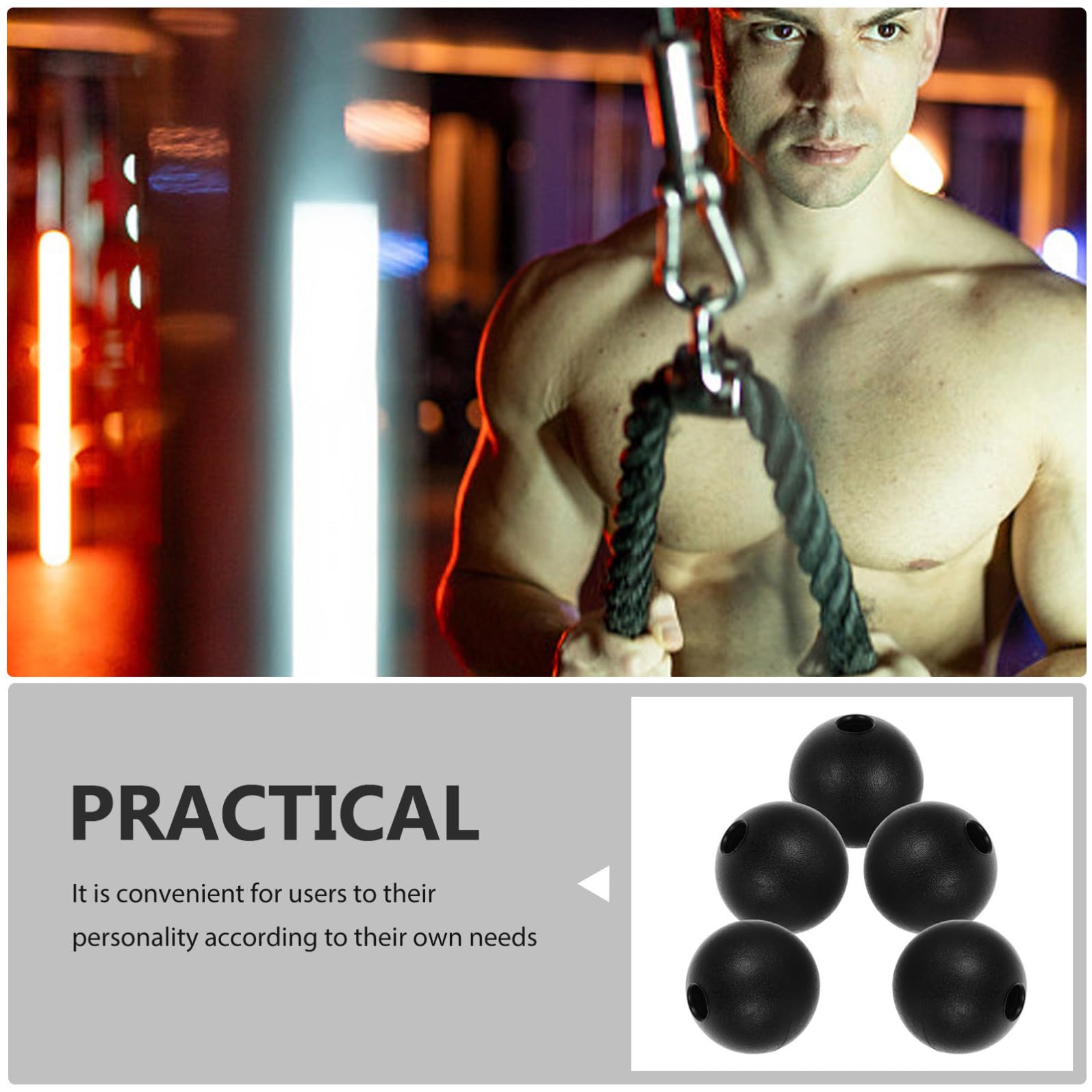 Generico Accessori per Fitness 5 Pezzi Fermapalla in Nailon Nero per Cavi Palestra, Sostituzione Pratica per Attrezzature di Allenamento Domestico